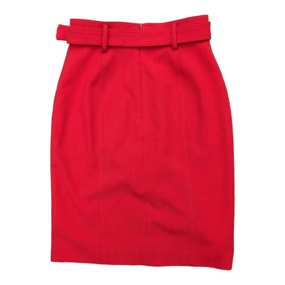 Ann Taylor skirt mod red buttons belt pencil 00p - Picture 2 of 6